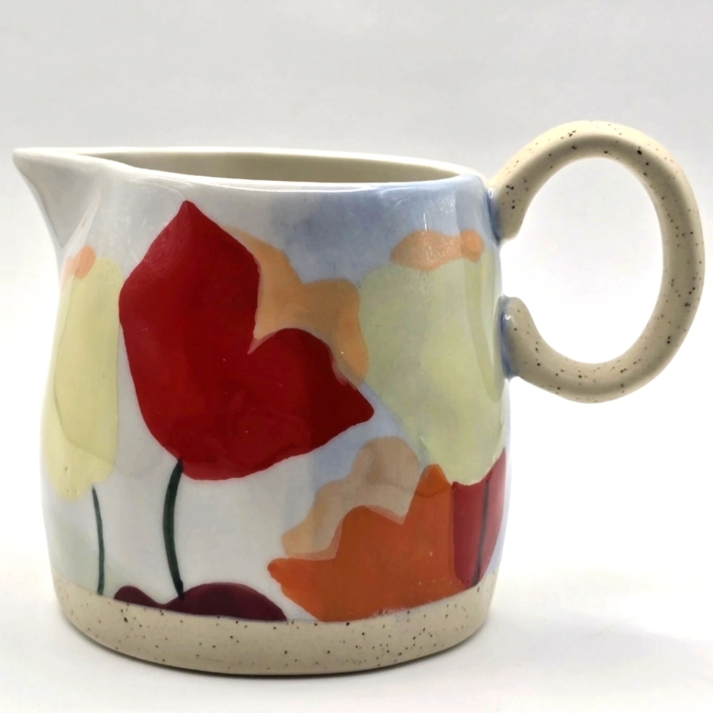Anthropologie Tulip Creamer Brightly Colored Stoneware 7 Ounce Stoneware